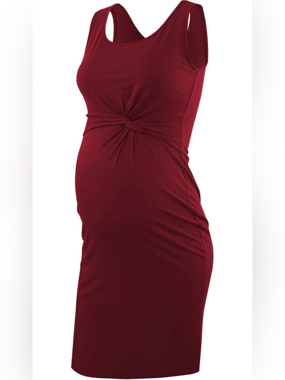 Burgundy Red Sleeveless Maternity Bodycon Dress Medium